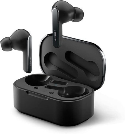 Philips TAT5506BK Gerçek Kablosuz Kulaklık ANC Pro IPX5 8+24sa BT 5.2 Qi Uyumlu Kılıf Mono Mod Siyah Teşhir