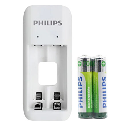 Philips SCB2070NB/00 2 li Beyaz 2xAAA 700 mah Pilli Pil Şarj Cihazı Aleti