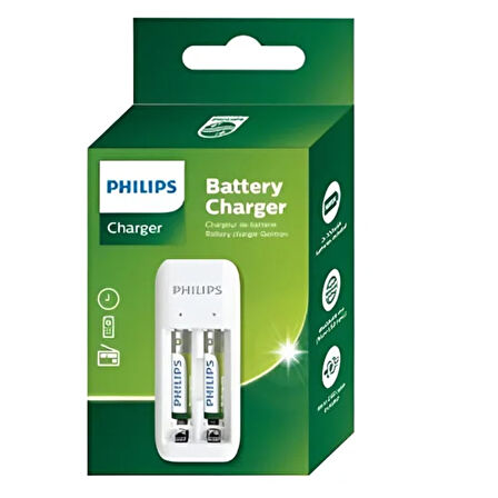 Philips SCB2070NB/00 2 li Beyaz 2xAAA 700 mah Pilli Pil Şarj Cihazı Aleti