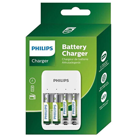 Philips SCB4013NB-00 4 lü Beyaz 2xAAA 700 2 xAA 1300 mAh Pilli Pil Şarj Cihazı Aleti