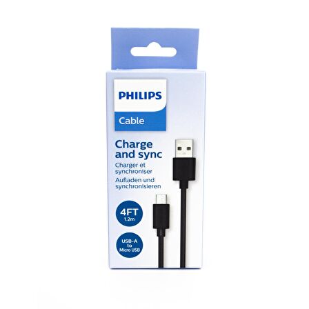 Philips DLC3541U/00 UsbA to Micro Hızlı Şarj ve Data Kablosu 1.2M Siyah