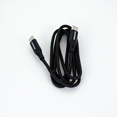 Philips DLC5531C 1M 6A 100W Type-C to Type-C Örgülü Hızlı Data ve Şarj Kablosu Siyah