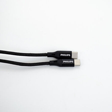 Philips DLC5522C 0.5M Type-C to Type-C Örgülü Hızlı Data ve Şarj Kablosu Siyah