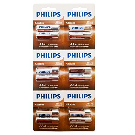 Philips Alkaline AA Kalem Pil Kartela 12 li LR6A12S/10