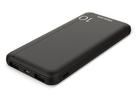 PHILIPS DLP1810CB 10.000 mAh 2xUSB-A 2.1A, USB-C Çıkış Taşınabilir Şarj Cihazı Siyah