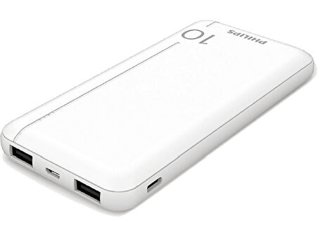 PHILIPS DLP1810CW 10.000 mAh 2xUSB-A 2.1A, USB-C Çıkış Taşınabilir Şarj Cihazı Beyaz