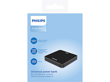 PHILIPS DLP7717NB/00 10.000 mAh 2x USB-A Output Taşınabilir Şarj Cihazı Siyah