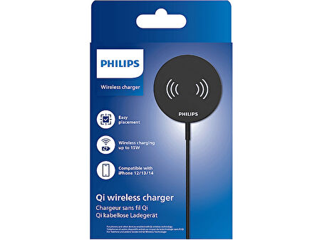 PHILIPS DLP9017 Hızlı 15W Qi Wireless Şarj Cihazı Siyah