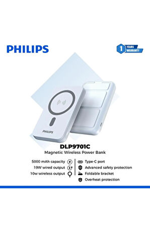 MagSafe Kablosuz Powerbank,5000 mAh,Stand Özellikli,USB-C ve USB-A Çıkışlı,Hızlı Şarj,Li-Po,DLP9701C