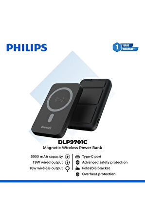 MagSafe Kablosuz Powerbank,5000 mAh,Stand Özellikli,USB-C ve USB-A Çıkışlı,Hızlı Şarj,Li-Po,DLP9701C