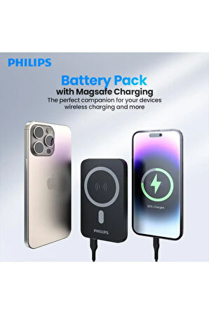 MagSafe Kablosuz Powerbank,5000 mAh,Stand Özellikli,USB-C ve USB-A Çıkışlı,Hızlı Şarj,Li-Po,DLP9701C