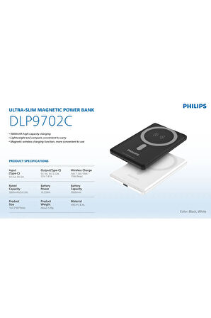 MagSafe Powerbank,5000mAh,Kablosuz Hızlı Şarj,15W,Li-Po,Korumalı Şarj,Güçlü Mıknatıs,DLP9702C