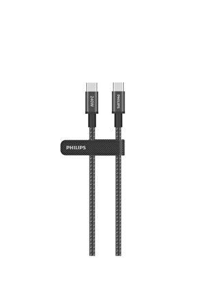 Philips DLC7060C/00 240W USB-C to USB-C Örgülü Şarj Kablosu 2 Metre Siyah