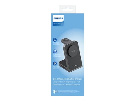 PHILIPS DLK3546QB/00 3-in-1 Qi2 MagSafe Kablosuz Hızlı Şarj Standı Siyah