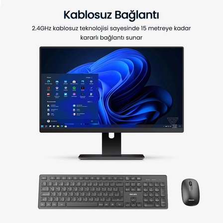 Philips SPT6318 Kablosuz Türkçe Q Klavye ve Mouse Seti Siyah