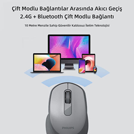 Philips SPK7448 Kablosuz 1600DPI 3 Tuşlu Optik Mouse Siyah
