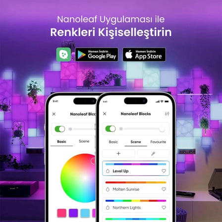 Nanoleaf Kare Blok Akıllı RGBW Duvar Paneli Başlangıç Paketi App Kontrollü,10 Parça, Google Home, Alexa, Razer Chroma, Apple Home Destekli