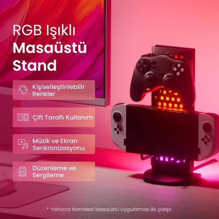 Nanoleaf RGB Işıklı Masaüstü Stand, 2xUSB-C ve 1xUSB-A Girişli