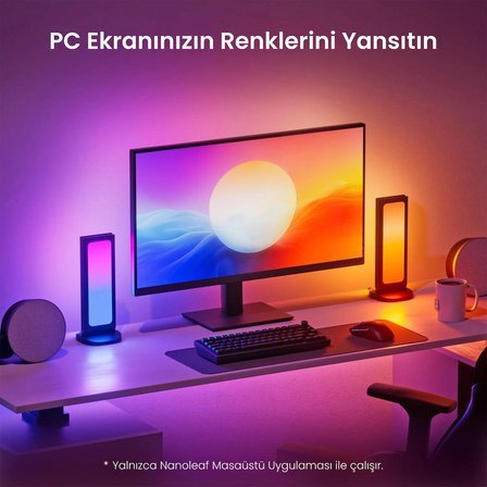 Nanoleaf RGB Işıklı Masaüstü Stand, 2xUSB-C ve 1xUSB-A Girişli
