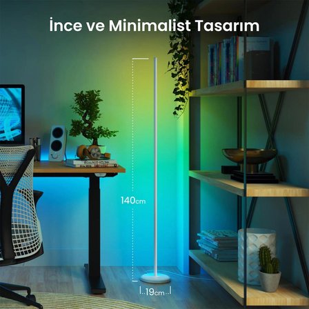 Nanoleaf Akıllı RGBW Dikey Aydınlatma Yer Lambası Matter, App Kontrollü, Google Home, Alexa, Apple Home Destekli, Beyaz