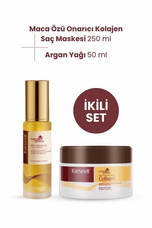 SET Maca Özü Onarıcı Repair Kolajen Saç Maskesi 250 ml + Argan Yağı 50 ml Karsel
