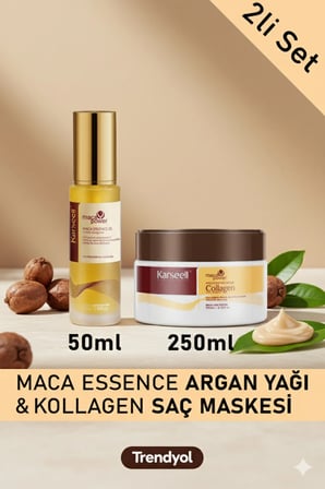 SET Maca Özü Onarıcı Repair Kolajen Saç Maskesi 250 ml + Argan Yağı 50 ml Karsel