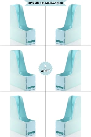 OPS MG 101 MAGAZİNLİK 6'LI SET A4 DEMONTE PLASTİK DİKEY KLASÖR ARŞİV KUTUSU ORGANİZER SAKLAMA DEPOLAMA