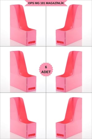 OPS MG 101 MAGAZİNLİK 6'LI SET A4 DEMONTE PLASTİK DİKEY KLASÖR ARŞİV KUTUSU ORGANİZER SAKLAMA DEPOLAMA