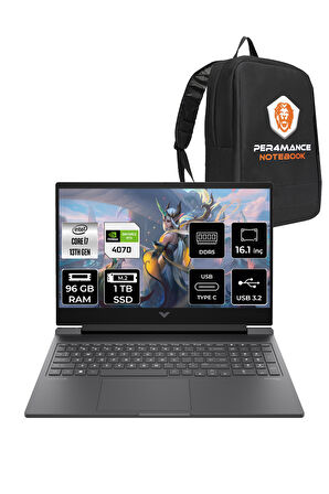 HP Victus 16 i7 13700H 96GB DDR5 1TB SSD RTX4070/8GB 144Hz 16.1'' FDOS Gaming Laptop & PER4 ÇANTA
