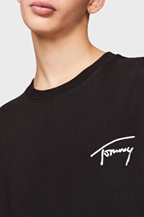 tommy hilfiger Pamuklu Regular Fit Erkek T Shirt DM0DM17994 BDS SİYAH