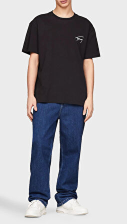 tommy hilfiger Pamuklu Regular Fit Erkek T Shirt DM0DM17994 BDS SİYAH