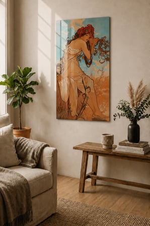Alfons Mucha Summer 1896 Duvar Tablosu | Yaz Temalı Art Nouveau Kadın Figürlü Dekoratif Tablo