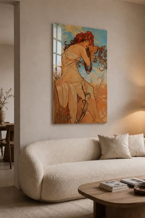 Alfons Mucha Summer 1896 Duvar Tablosu | Yaz Temalı Art Nouveau Kadın Figürlü Dekoratif Tablo