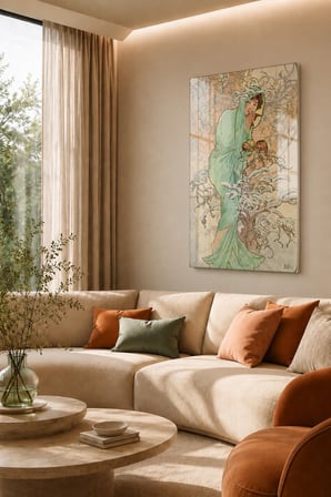 Kış Temalı Art Nouveau Kadın Figürlü Dekoratif Tablo
