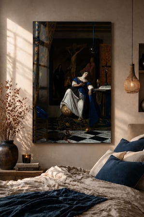 Johannes Vermeer Allegory of the Catholic Faith Tablosu | Klasik Sanat Dini Temalı Dekoratif Duvar Tablosu