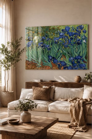 Vincent van Gogh Irises –  Klasik Sanat Dekoratif Cam Tablo