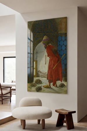 Osman Hamdi Bey Kaplumbağa Terbiyecisi Klasik Sanat Dekoratif Temperli Cam Tablo