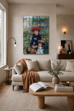 Pierre-Auguste Renoir İki Kız Kardeş Cam Tablo – Klasik Empresyonist Sanat Dekoratif Duvar Tablosu
