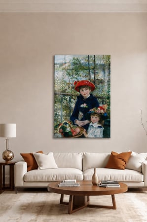 Pierre-Auguste Renoir İki Kız Kardeş Cam Tablo – Klasik Empresyonist Sanat Dekoratif Duvar Tablosu