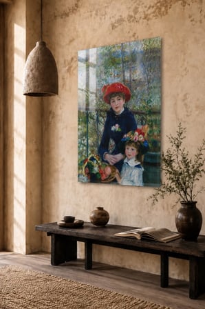 Pierre-Auguste Renoir İki Kız Kardeş Cam Tablo – Klasik Empresyonist Sanat Dekoratif Duvar Tablosu