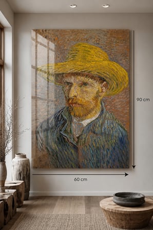 Vincent van Gogh Hasır Şapkalı Otoportre Cam Tablo