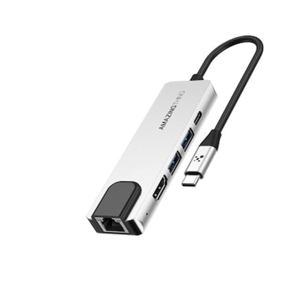 Amazingthing Thunder Pro RJ45 Type-c to HDTV 5 in 1 4K 60Hz Ethernet Dönüştürücü Adaptör Kablo ve Dönüştürücüler Amazingthing - Gri