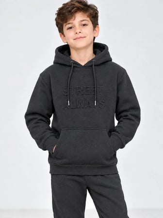 ELA 3 İP ŞARDONLU KAPŞONLU ERKEK ÇOCUK SWEATSHİRT