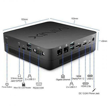 Minix NGC-5 UP Mini Bilgisayar - Intel i5-10210U - Ubuntu 22.04 LTS