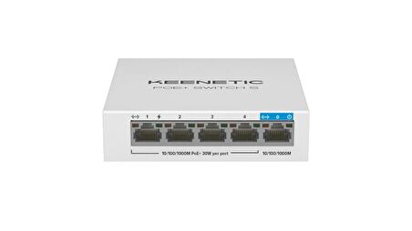 Keenetic PoE+ Switch 5, 1X1Gbit, 4X1Gbit PoE+ Port, IEEE 802.3AF/AT (Max.30W/Port), 60Watt