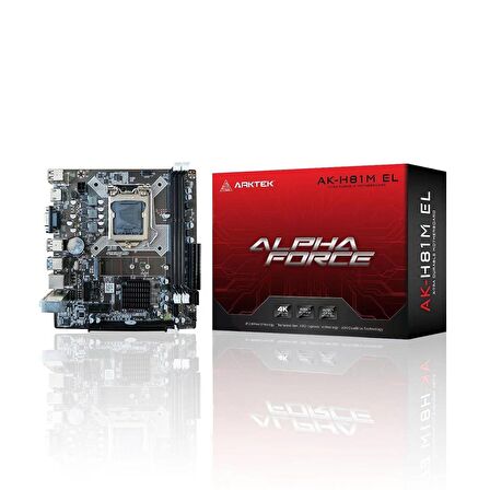 ARKTEK  ALPHA FORCE AK-H81M EL H81 2xDDR3 VGA+HDMI 1xM.2 1150 PIN ANAKART