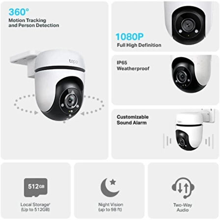 TP-Link Tapo C500 Dış Mekan Yatay-Dikey Wİ-Fİ Güvenlik Kamerası + 64GB SanDisk Ultra Bellek