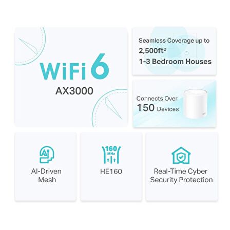 TP-LINK DECO X50 AX3000 Tüm Ev Mesh Wi-Fi 6 Sistemi Router