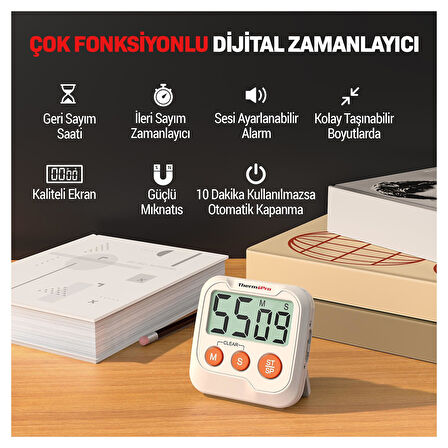 ThermoPro TM03 Mutfak, Spor, Ders için Alarmlı,Geri Sayımlı Kronometre - 2 Adet