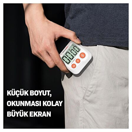 ThermoPro TM03 Mutfak, Spor, Ders için Alarmlı, Işıklı, Çift Geri Sayımlı Kronometre ve Dijital Saat